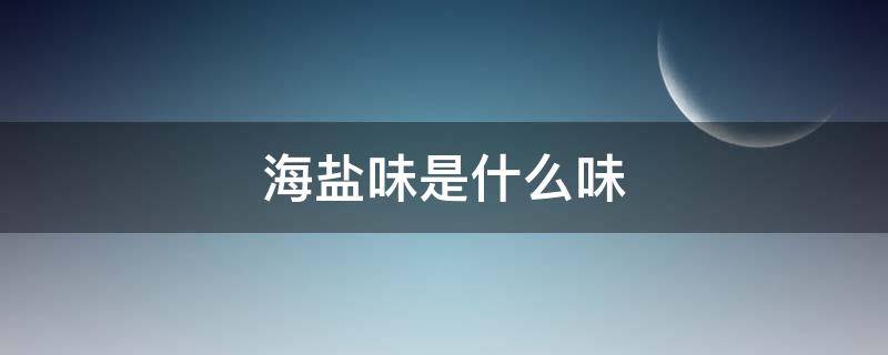 海盐味是什么味
