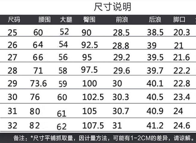 25码的裤子腰围是多少