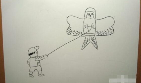 春天小孩放风筝简笔画怎么画