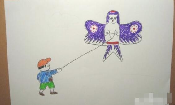 春天小孩放风筝简笔画怎么画