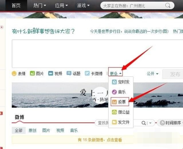 怎么用新浪微博发起投票