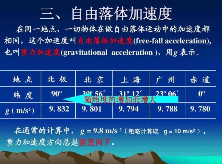 自由落体加速度的性质是什么