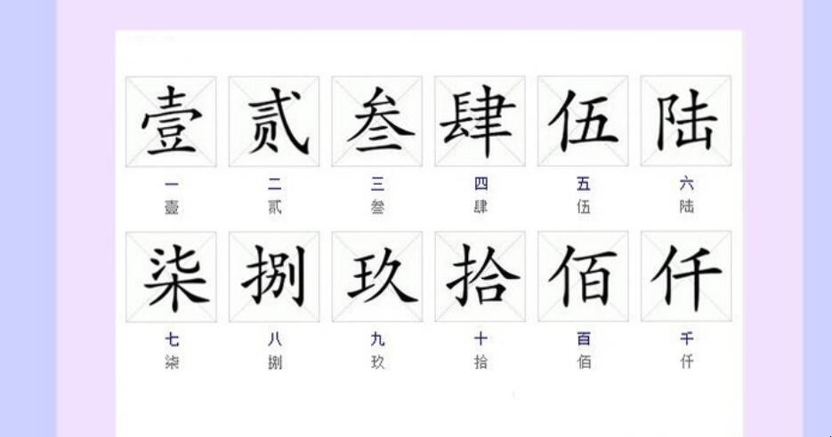 数字一到十的繁体如何写