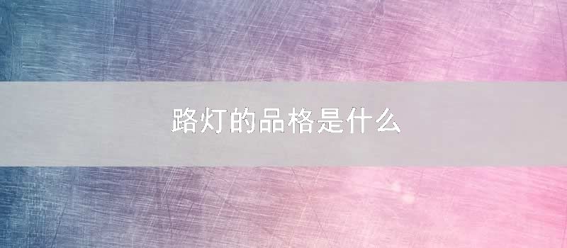 路灯的品格是什么