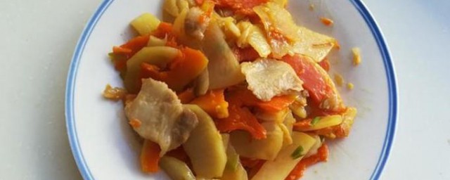 肉炒南瓜土豆片的做法 肉炒南瓜土豆片的做法介绍