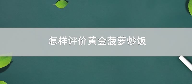 怎样评价黄金菠萝炒饭