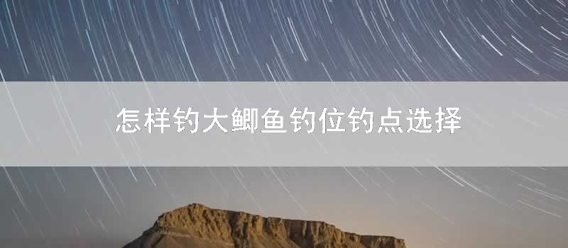 怎样钓大鲫鱼钓位钓点选择