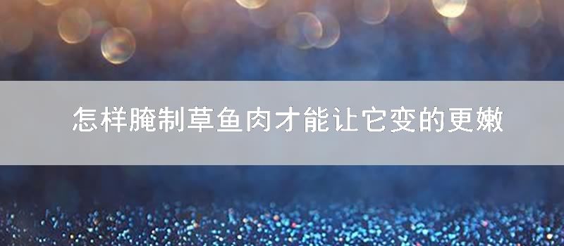 如何腌制草鱼肉才能让它变的更嫩