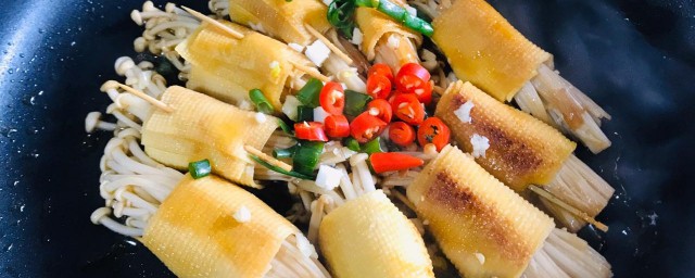 豆腐皮煎金针菇诀窍 煎金针菇豆腐皮卷做法诀窍简介
